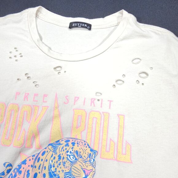 Zutter Women's Rock & Roll Free Spirit Graphic Tee Large White - Picture 3 of 7